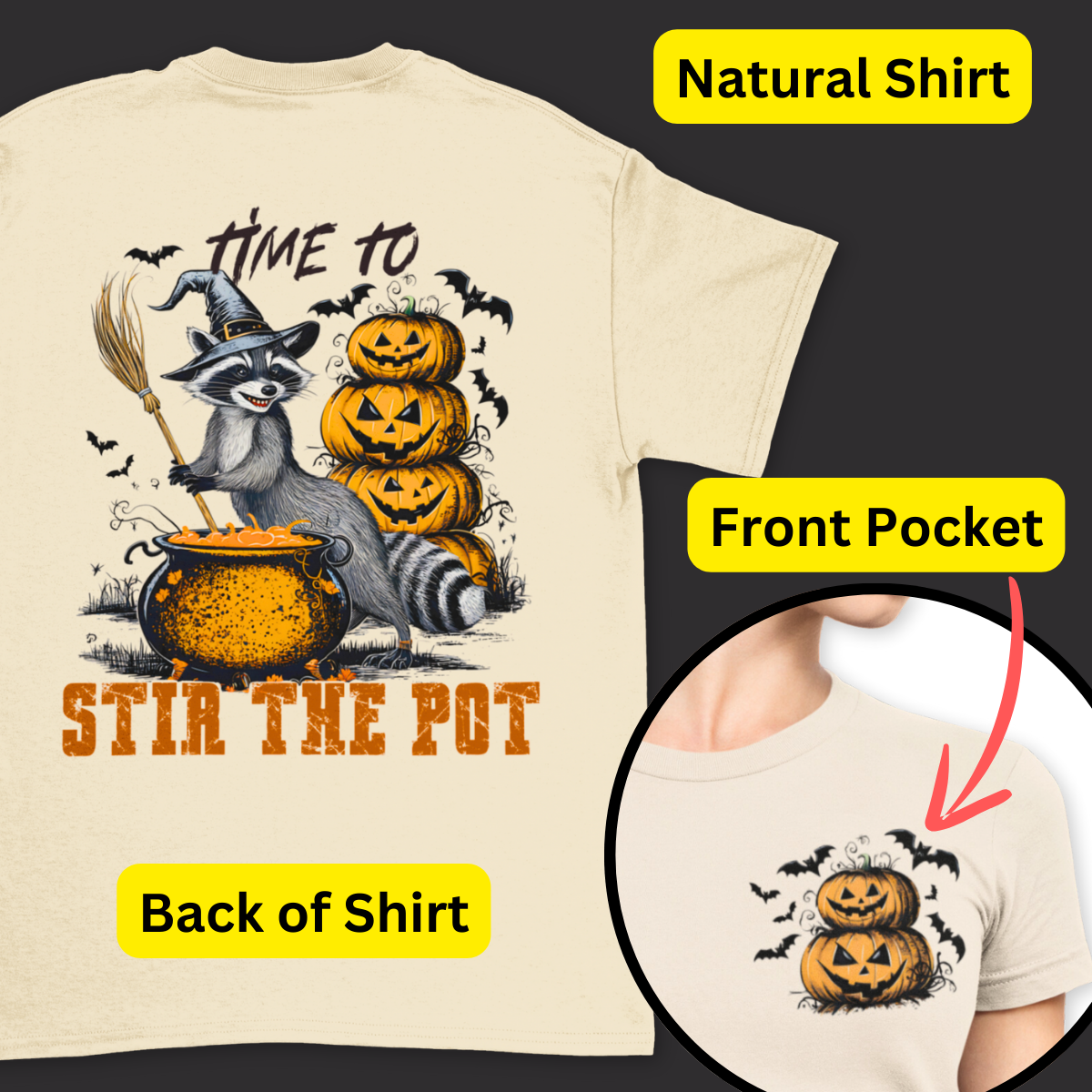 Time To Stir The Pot Halloween Shirt - Unisex Spooky Season Raccoon Halloween T-Shirt