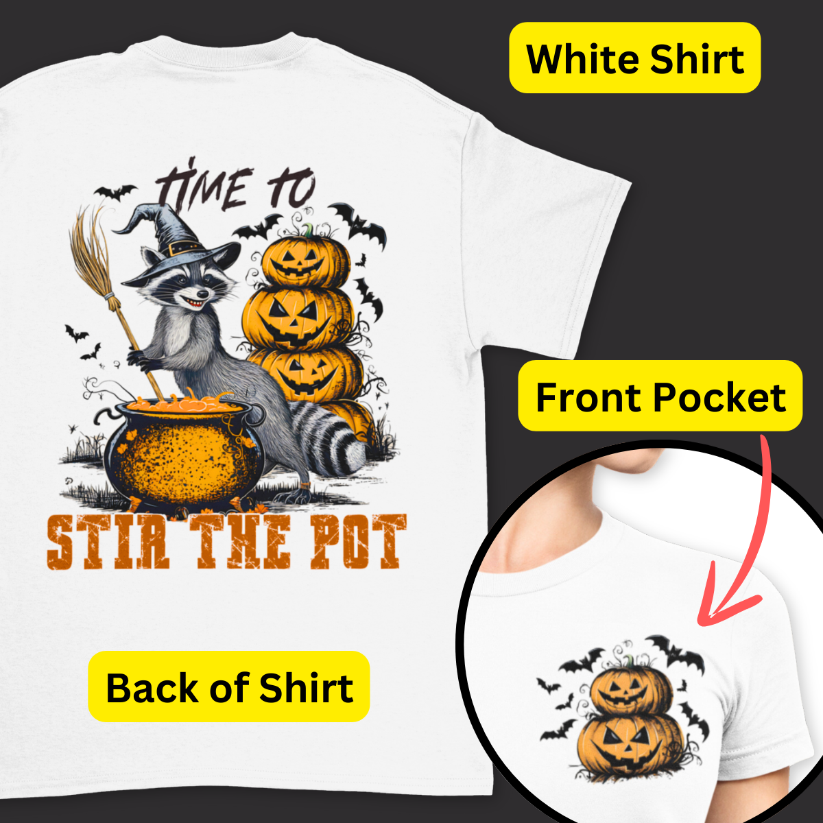 Time To Stir The Pot Halloween Shirt - Unisex Spooky Season Raccoon Halloween T-Shirt