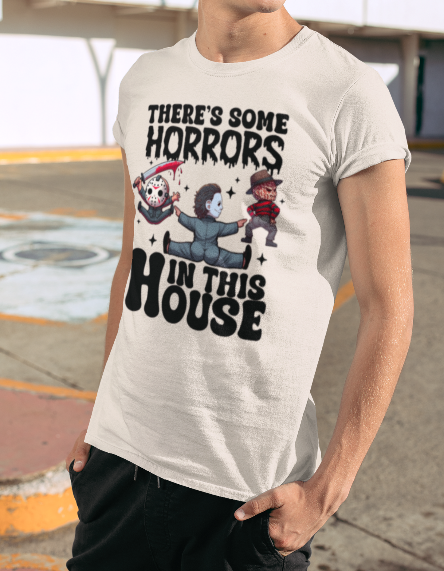 There's Some Horrors In This House Halloween Shirt - Unisex T-Shirt for Men or Women