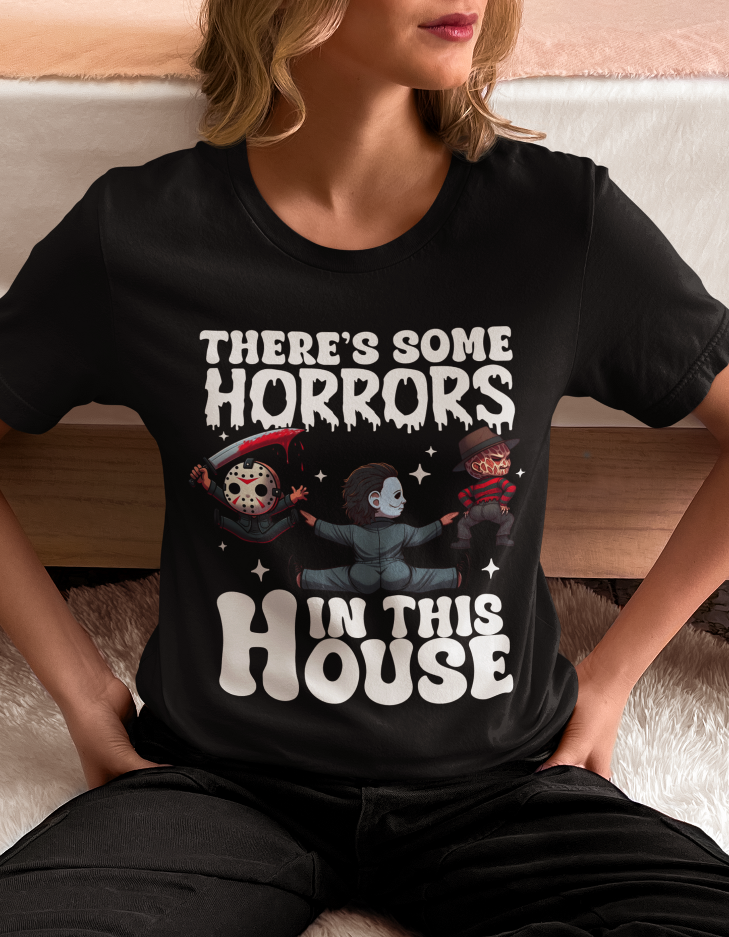 There's Some Horrors In This House Halloween Shirt - Unisex T-Shirt for Men or Women