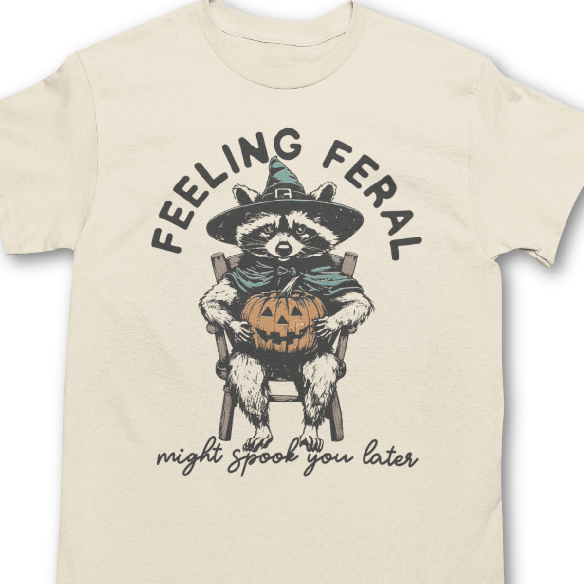 Feeling Feral Raccoon Halloween Shirt - Unisex Spooky Season T-Shirt for Men or Women