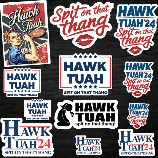 Hawk Tuah Spit On That Thang Viral Sticker Pack - 12 Die Cut Hawk Tuah Stickers