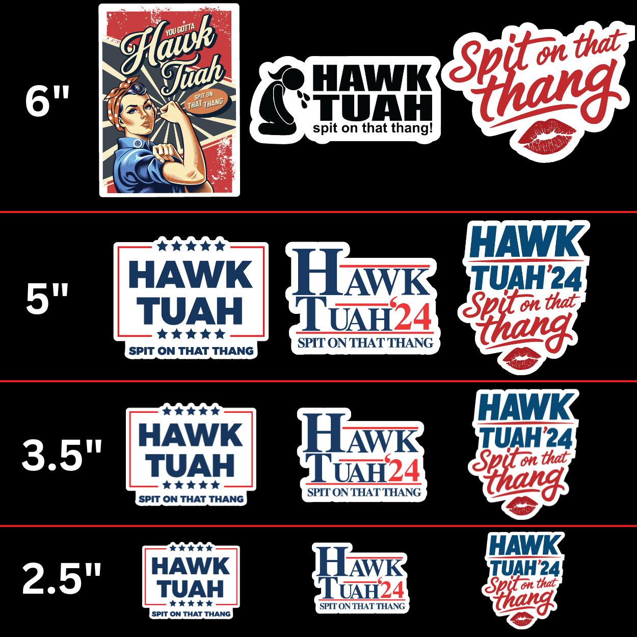 Hawk Tuah Spit On That Thang Viral Sticker Pack - 12 Die Cut Hawk Tuah Stickers