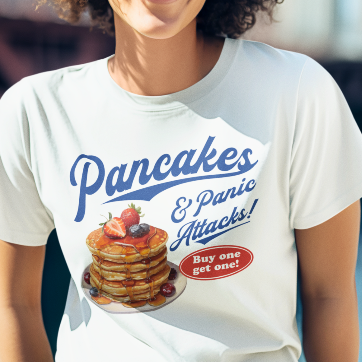 Pancakes and Panic Attacks Shirt - Unisex T-Shirt for Men or Women