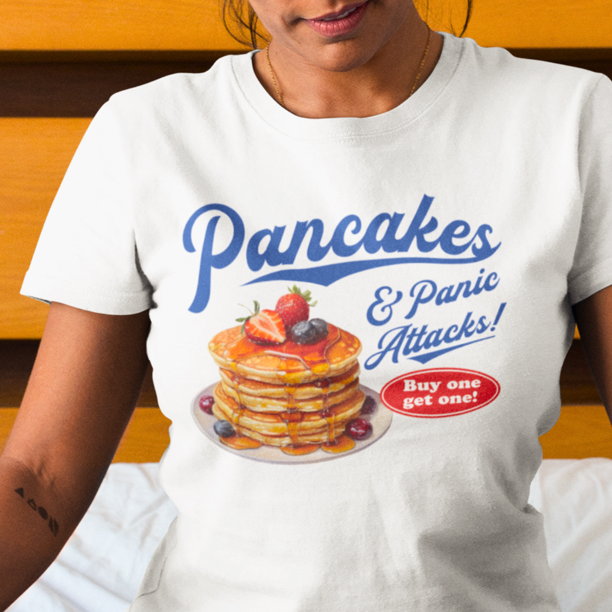 Pancakes and Panic Attacks Shirt - Unisex T-Shirt for Men or Women