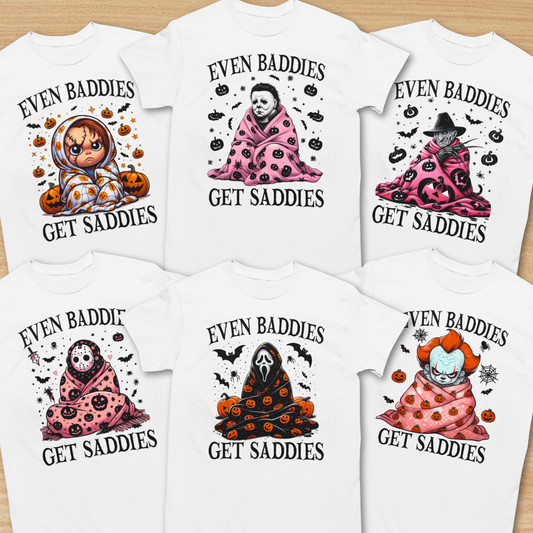 Even Baddies Get Saddies Halloween Shirt - Unisex Spooky Season T-Shirt for Men or Women